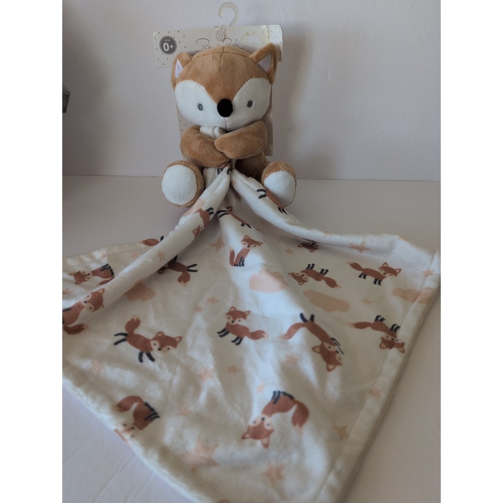 Rene Rofe Fox Baby Security Blanket Lovey Plush Nunu Tan Brown Woodland R951B101